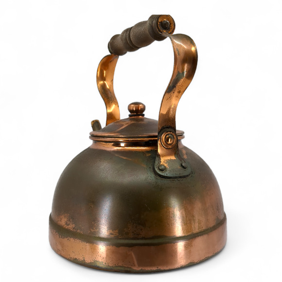 Tagus Copper Vintage Tea Kettle Made in Portugal R 52 Wooden Handle - Picture 7 of 11